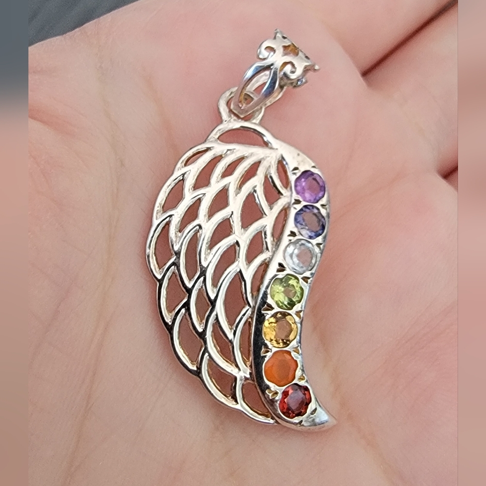 Chakra Guardian Angel Wing Pendant 🌈✨️
